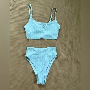 Aerie High Cut Bikini Set in Mint Green
